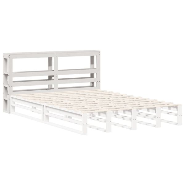 vidaXL Cabecero de cama con estantes madera maciza pino blanco 150 cm