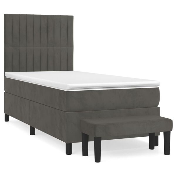 vidaXL Cama box spring con colch&oacute;n terciopelo gris oscuro 80x200 cm