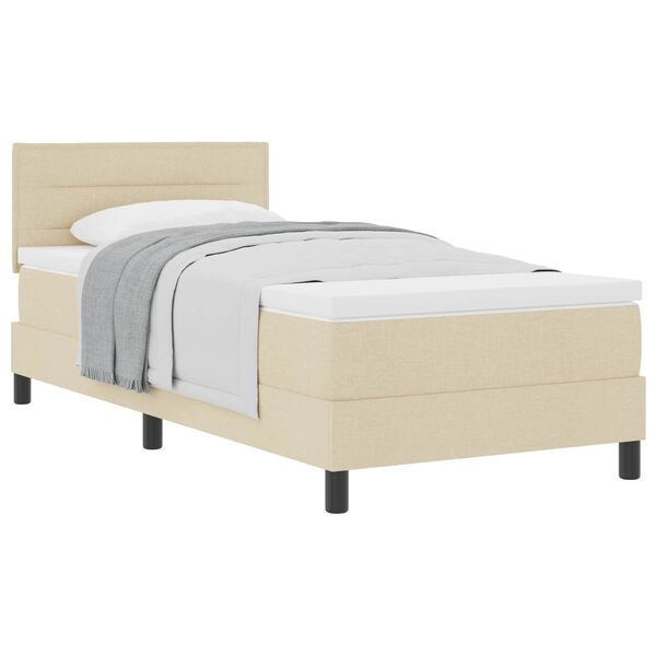 vidaXL Cama tipo Box Spring con colch&oacute;n Crema 90 x 190 cm tela