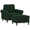 vidaXL Sill&oacute;n con taburete terciopelo verde oscuro 60 cm