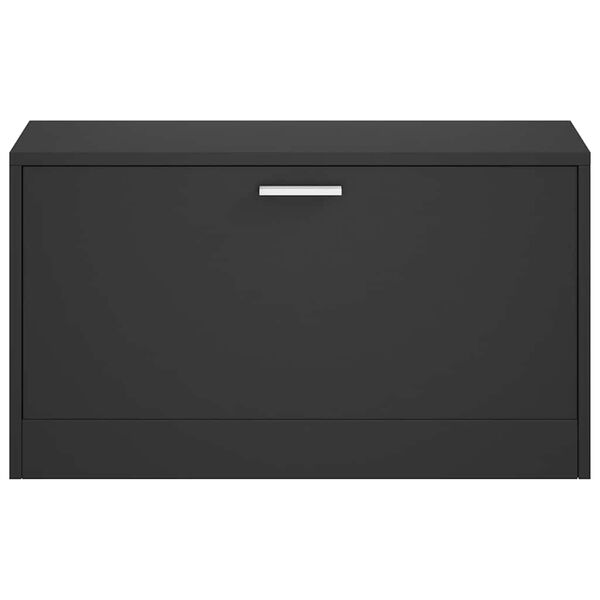 vidaXL Banco zapatero negro 80x24x45 cm madera de ingenier&iacute;a