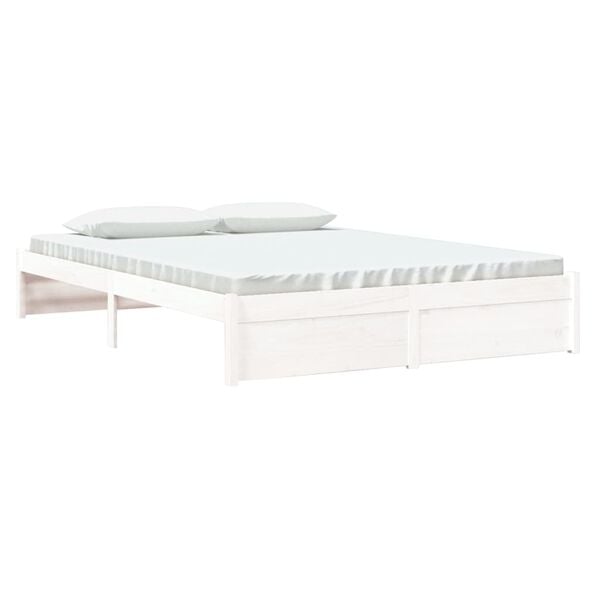 vidaXL Estructura de cama sin colch&oacute;n madera maciza blanco 160x200 cm