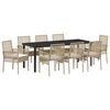 vidaXL Conjunto de Comedor de Jard&iacute;n 9 uds. Beige rat&aacute;n sint&eacute;tico