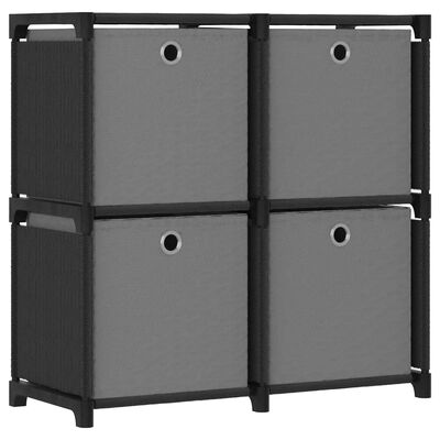 vidaXL Estantería de 4 cubos con cajas de tela negro 69x30x72,5 cm