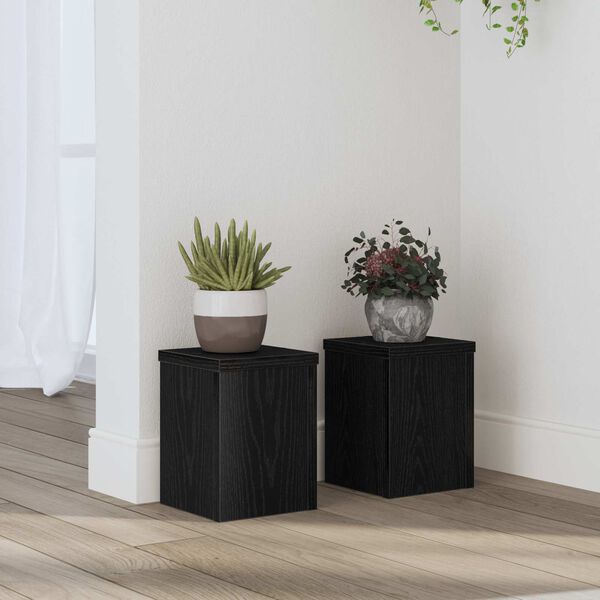 vidaXL Soporte de plantas 2 pcs Roble Negro 15 x 15 x 20 cm