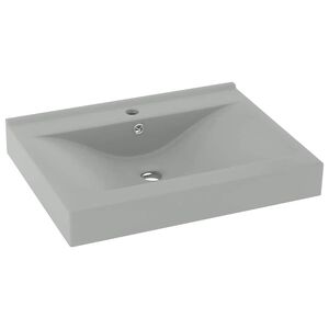 vidaXL Lavabo de lujo con grifo cer&aacute;mica 60x46 cm gris claro