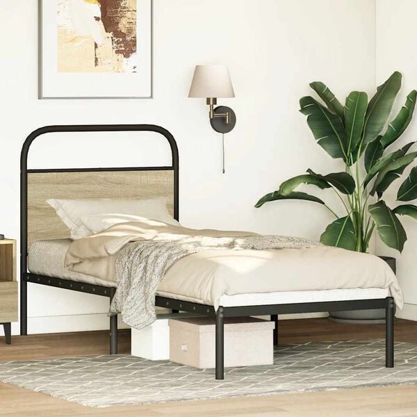 vidaXL Estructura de cama sin colch&oacute;n 80x200 cm madera roble Sonoma
