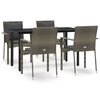 vidaXL Set comedor jardín 5 pzas y cojines ratán sintético negro gris