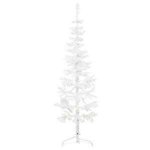 vidaXL Medio &aacute;rbol de Navidad artificial con soporte blanco 120 cm