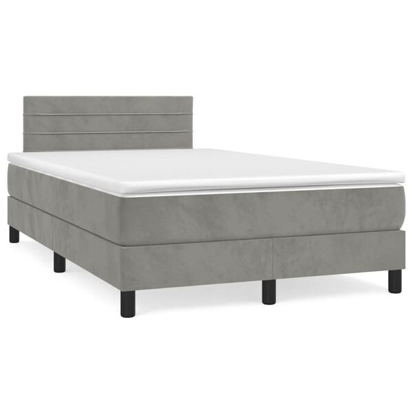 vidaXL Cama box spring con colch&oacute;n terciopelo gris claro 120x190 cm