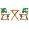 vidaXL Juego de bistro de 3 piezas tela madera maciza estampado hojas