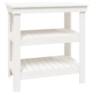 vidaXL Banco de trabajo de madera maciza de pino blanco 78,5x50x80 cm