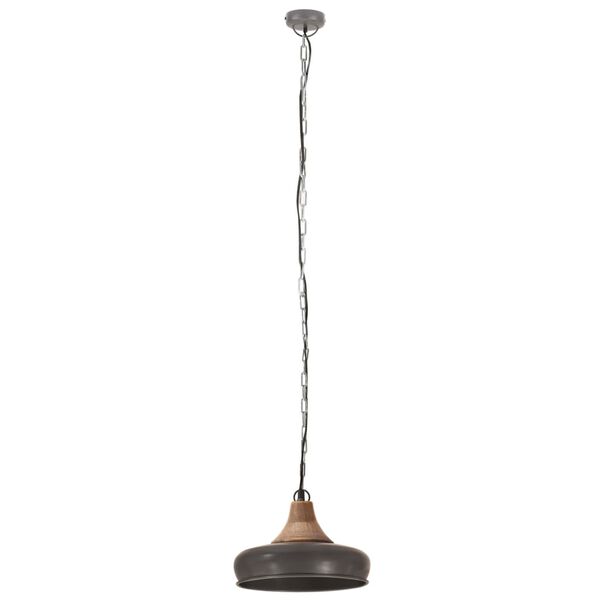 vidaXL L&aacute;mpara colgante industrial hierro gris y madera 26 cm E27