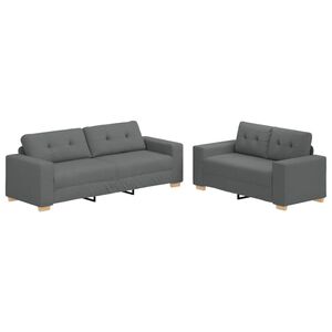 vidaXL Juego de sof&aacute; de 2 piezas con cojines, tela gris oscuro