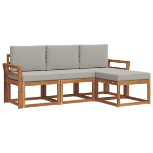 vidaXL Conjunto de sof&aacute;s de exterior 4 pcs Gris Natural y Claro