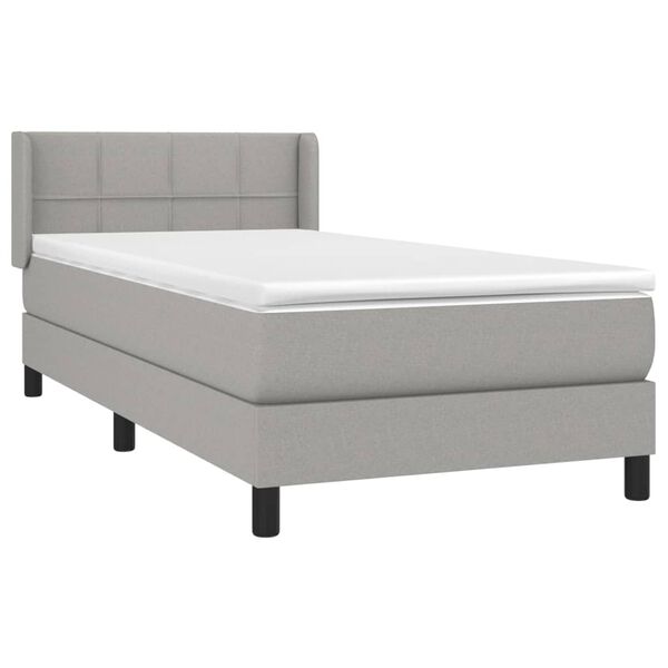 vidaXL Cama box spring con colch&oacute;n tela gris claro 90x200 cm
