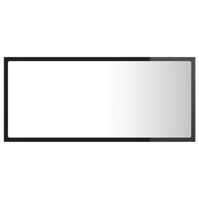 vidaXL Espejo de baño madera contrachapada negro brillo 90x8,5x37 cm