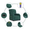 vidaXL Sill&oacute;n de masaje reclinable de tela verde oscuro