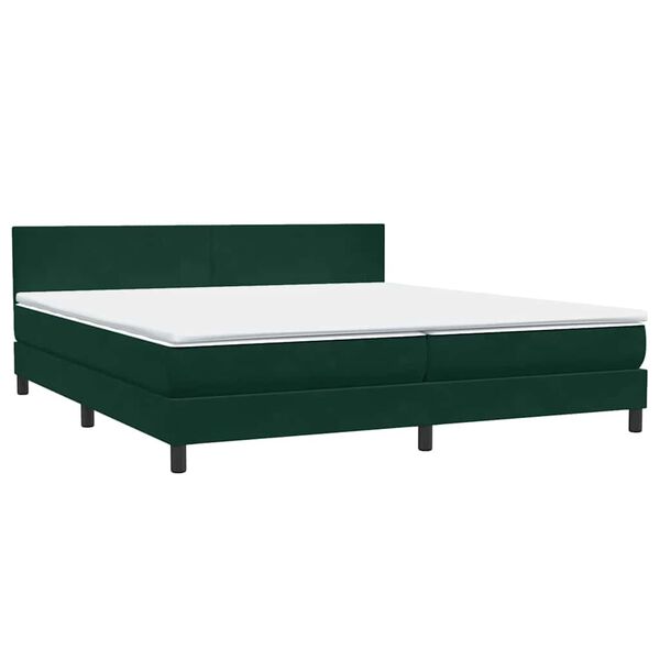vidaXL Cama box spring con colch&oacute;n terciopelo verde oscuro 180x220 cm