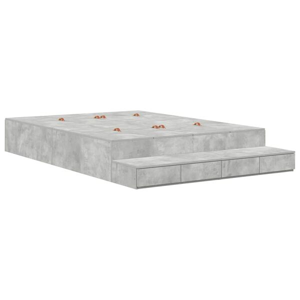 vidaXL Cama con almacenamiento con caj&oacute;n Gris Concreto 140 cm