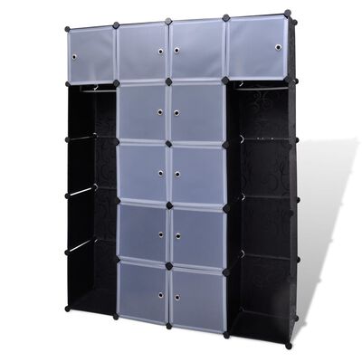 vidaXl Armario modular 14 compartimentos negro y blanco 37x146x180,5cm