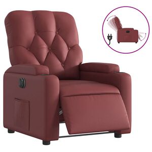 vidaXL Sill&oacute;n reclinable el&eacute;ctrico de cuero sint&eacute;tico rojo tinto
