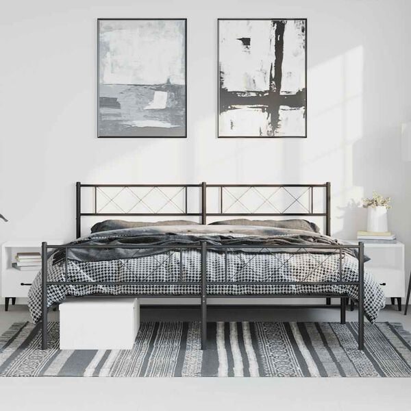 vidaXL Estructura cama sin colchón con estribo metal negro 193x203 cm