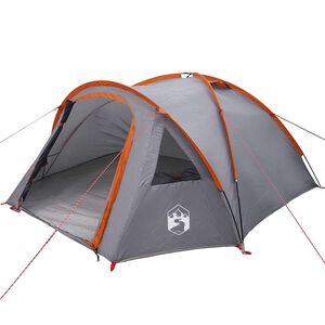 vidaXL Carpa de c&uacute;pula 4 personas 308 x 268 x 130 cm Gris y naranja