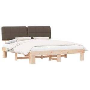 vidaXL Estructura de Cama con Cabecera Tapizada Taup&eacute; 200 x 200 cm