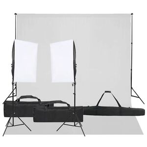 vidaXL Kit de estudio fotogr&aacute;fico con set de luces y fondo
