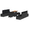 vidaXL Conjunto de sof&aacute;s de jard&iacute;n 9 uds. Negro rat&aacute;n sint&eacute;tico