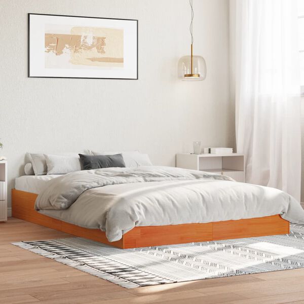 vidaXL Estructura de cama sin colch&oacute;n madera maciza marr&oacute;n 120x190 cm