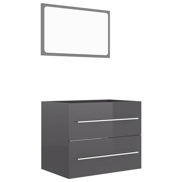vidaXL Set muebles de ba&ntilde;o 2 piezas madera contrachapada gris brillo