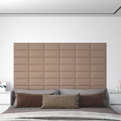 vidaXL Paneles de pared 12 uds cuero PE capuchino 30x15 cm 0,54 m²