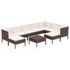 vidaXL Set muebles de jard&iacute;n 10 pzas y cojines rat&aacute;n sint&eacute;tico marr&oacute;n
