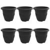 vidaXL Maceta Redonda para Flores 6 pcs Negro &Oslash; 26 x 21.5 cm Pl&aacute;stico