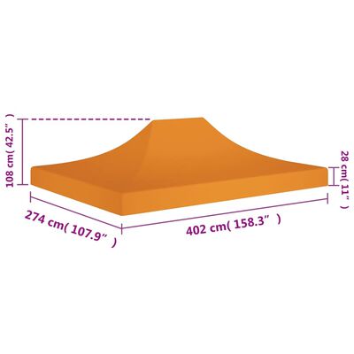 vidaXL Techo de carpa para celebraciones naranja 4x3 m 270 g/m²