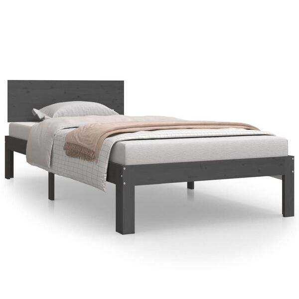 vidaXL Estructura de cama sin colch&oacute;n madera de pino gris 90x200 cm