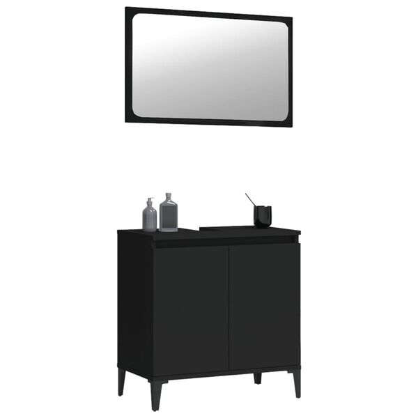 vidaXL Juego de muebles de ba&ntilde;o 2 pzas madera contrachapada negro