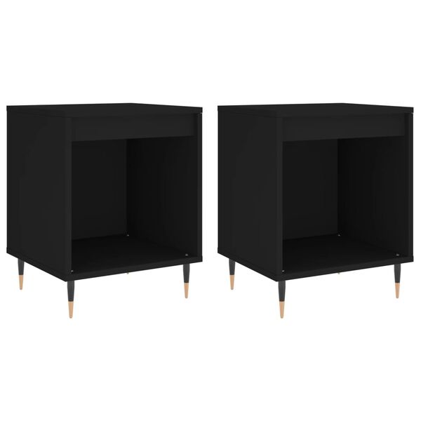 vidaXL Mesitas de noche 2 uds madera de ingenier&iacute;a negro 40x35x50 cm
