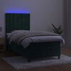vidaXL Cama box spring colch&oacute;n y LED terciopelo verde oscuro 90x200 cm