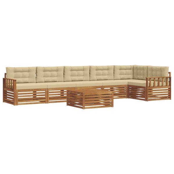 vidaXL Conjunto de sof&aacute;s de exterior con coj&iacute;n 7 pcs Natural y Beige