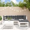 vidaXL Juego de muebles jard&iacute;n 5 piezas y cojines madera maciza blanco