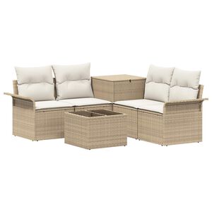 vidaXL Juego de Sof&aacute; 6 uds. 4-N&uacute;mero de plazas Beige y blanco crema