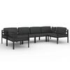 vidaXL Set muebles de jard&iacute;n 6 pzas y cojines aluminio gris antracita