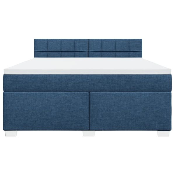 vidaXL Cama box spring con colch&oacute;n tela azul 180x200 cm