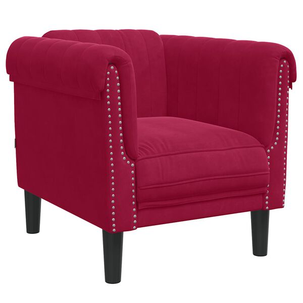 vidaXL Sill&oacute;n de terciopelo rojo tinto