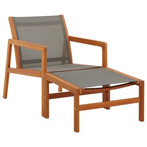vidaXL Silla de jard&iacute;n con reposapi&eacute;s madera eucalipto textilene gris