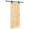 vidaXL Puerta Corredera Natural y negro 85 x 210 cm
