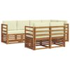 vidaXL Conjunto de sof&aacute;s de exterior 7 uds. Natural y Crema Poli&eacute;ster